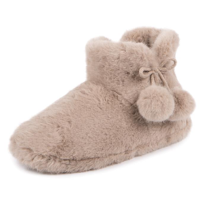 totes toasties® Ladies Faux Fur Boot Slippers Oat Extra Image 3